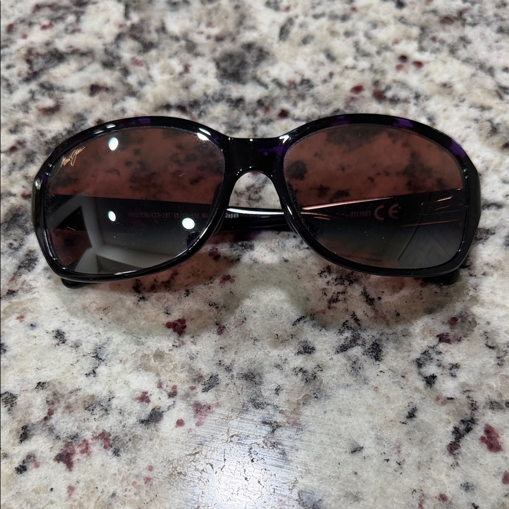 Maui Jim Black with Purple Accent Oversized Sunglasses